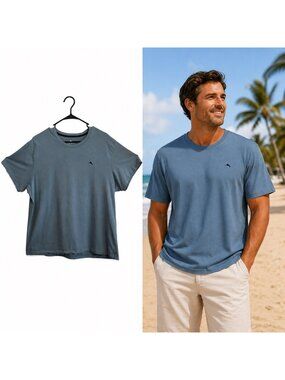 Tommy Bahama Mens XL Blue Dolphin Logo Tee Casual Relaxed Fit Beachy Tropical